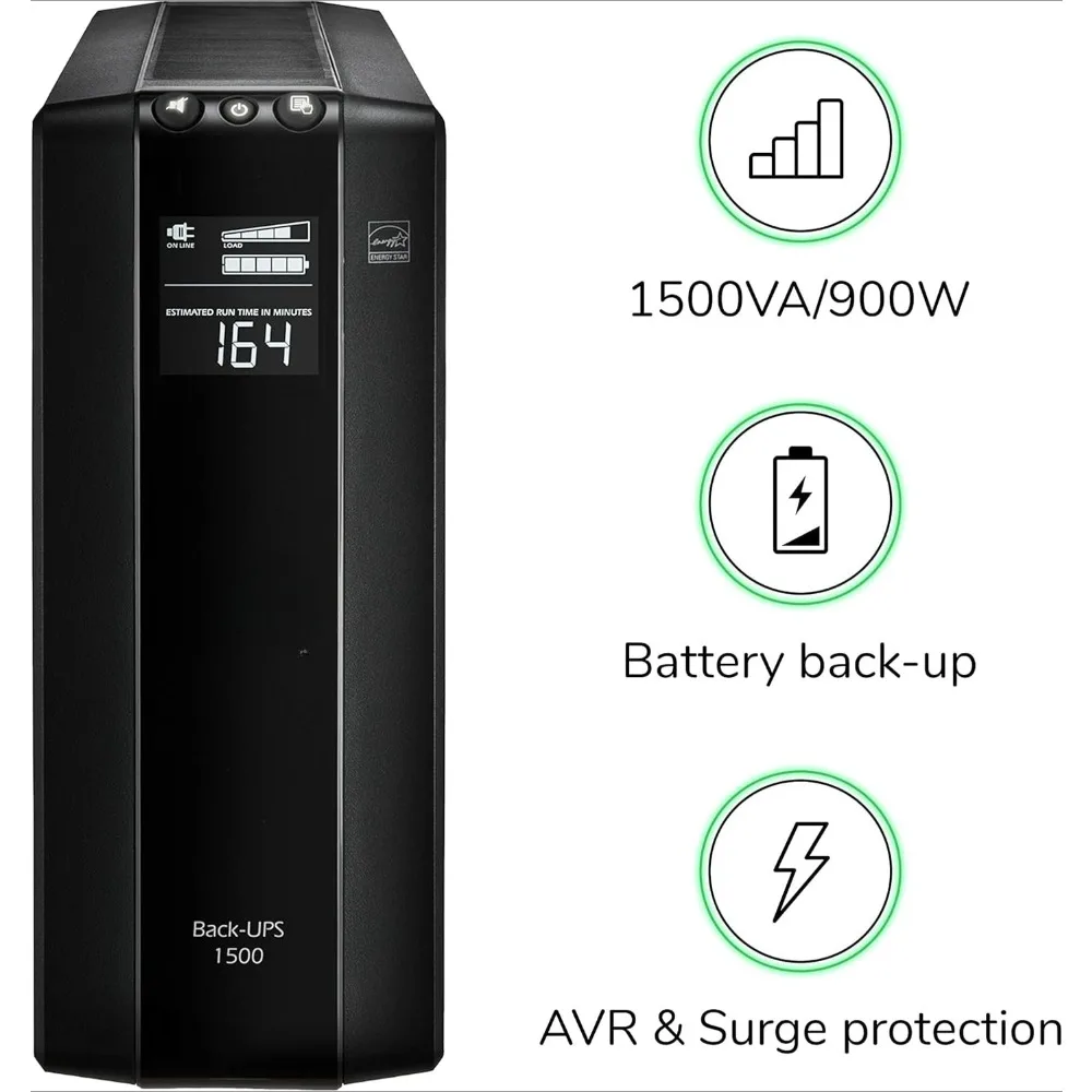 UPS 1500VA UPS بطارية احتياطية وواقي من زيادة التيار، BX1500M مزود طاقة البطارية الاحتياطية، AVR، حماية Dataline