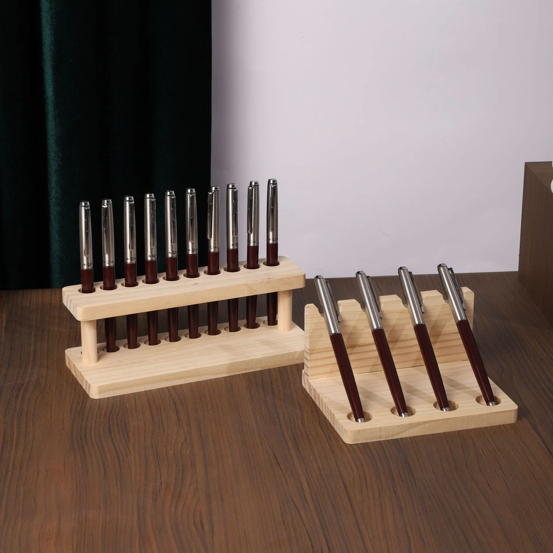 1PC Walnut Wood Multifunction Desk Organizer - Pen Holder, Phone Stand & Storage Solution for Office and School