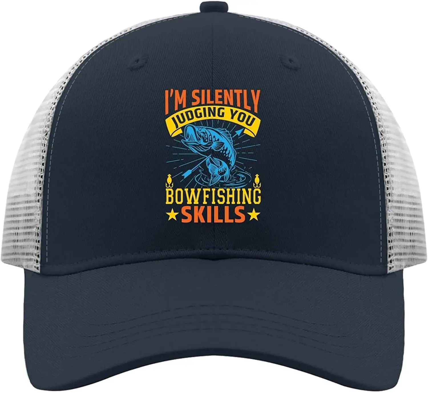 Funny Hat I'm Silently Judging You Bowfishing Skills Baseball Caps, Funny Hat for Women Marine Blue