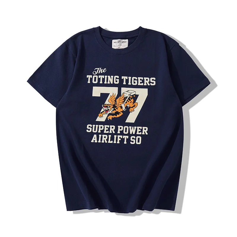 New American Military T-shirt 210g Letter Printed Amikage Round Neck Short Sleeved TEE Retro Casual