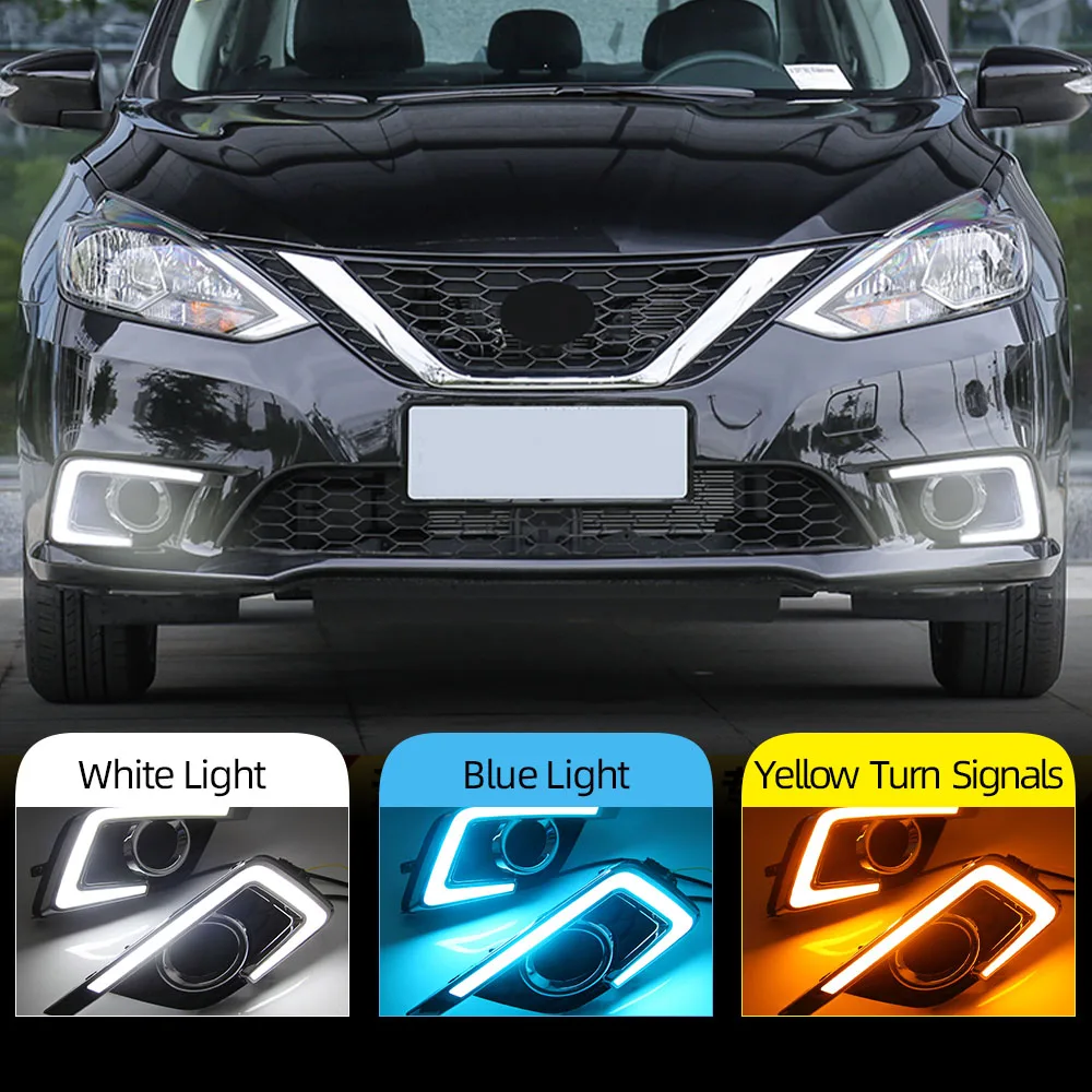 مصباح LED نهار لنيسان سنترا سيلفي ، مصد إشارة الانعطاف ، أصفر ، DRL ، 2016 ، 2017 ، 2018 ، 2019 ، 2 قطعة