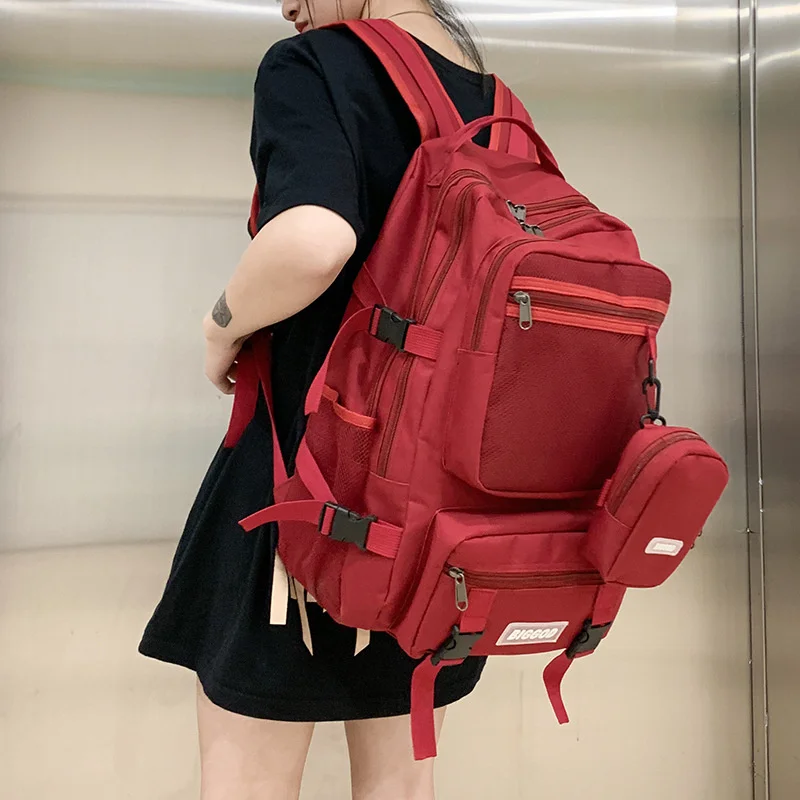 

TRAVEASY New Woman Travel Backpack Solid Color Oxford Large Capacity Waterproof Schoolbag for Teenage Girl Laptop Bag Female