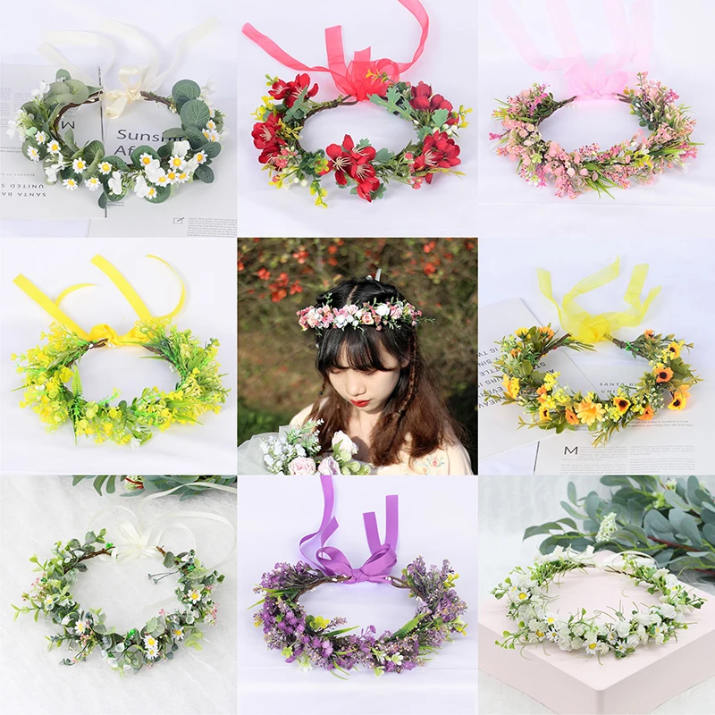 Wedding Bride Corolla Head Wreath Hair Ornament Headwear Fabric Flower Crown Hair Accessories Headband New Flower Hairband