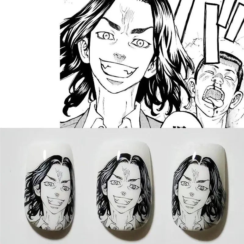 Pegatina de uñas autoadhesiva de Hanagaki Takemichi, calcomanía de Gule deslizante, puntas de decoración DIY, Anime Tokyo Revengers, TSC 137 138