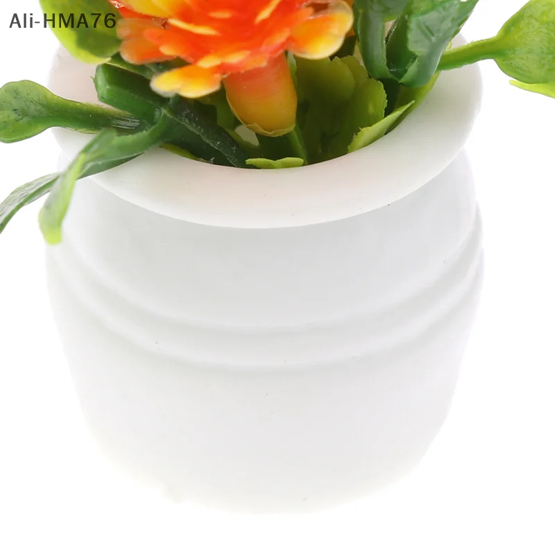 (HMA76)3Pcs 2025 1:12 Dollhouse Miniature Plastic Potted Flower Green Plant Toy for Children Dollhouse Decoration Random Color