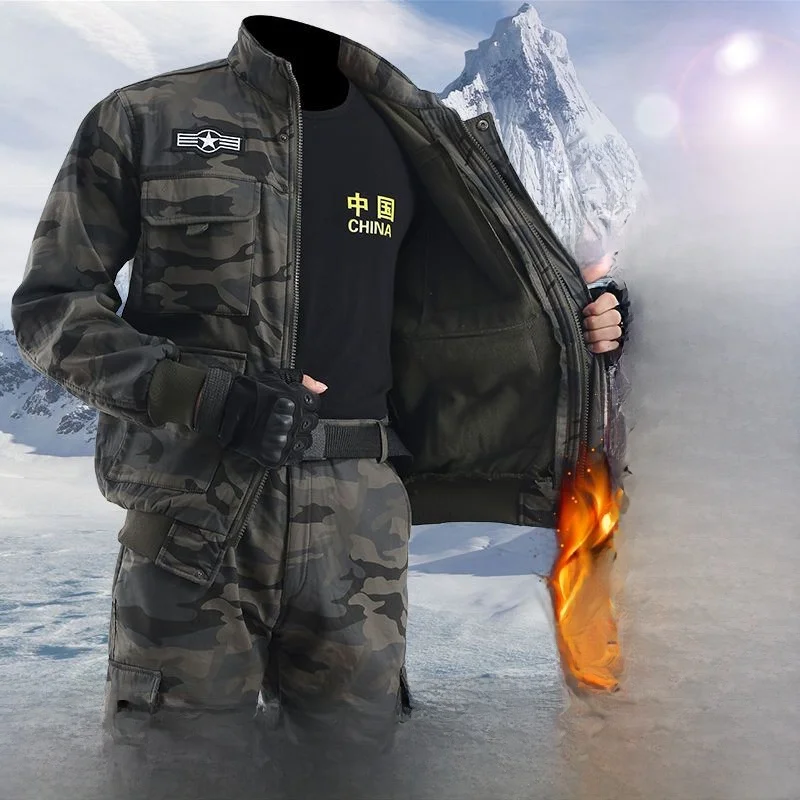 

Утепленный рабочий костюм из чистого хлопка для мужчин: зимняя спецодежда, устойчивая к ожогам, износу и грязи, камуфляжный комплект