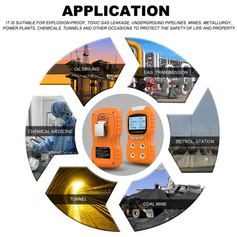 Bärbar gasdetektor 4-i-1 multigasmonitor med digital LCD-skärm, larm, O2, CO, H2S, LEL, gassensortestare och analysator 8 best sales 4 gastestare - №3