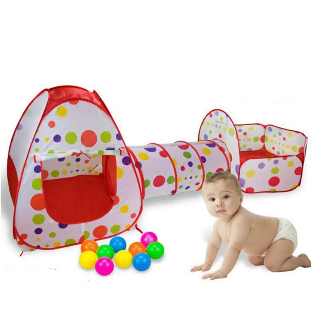 Children Ball Pit Foldable Playpen Folding Ocean with Basketball Hoop Crawl Tunnel Large Play Tent Camping Outdoor