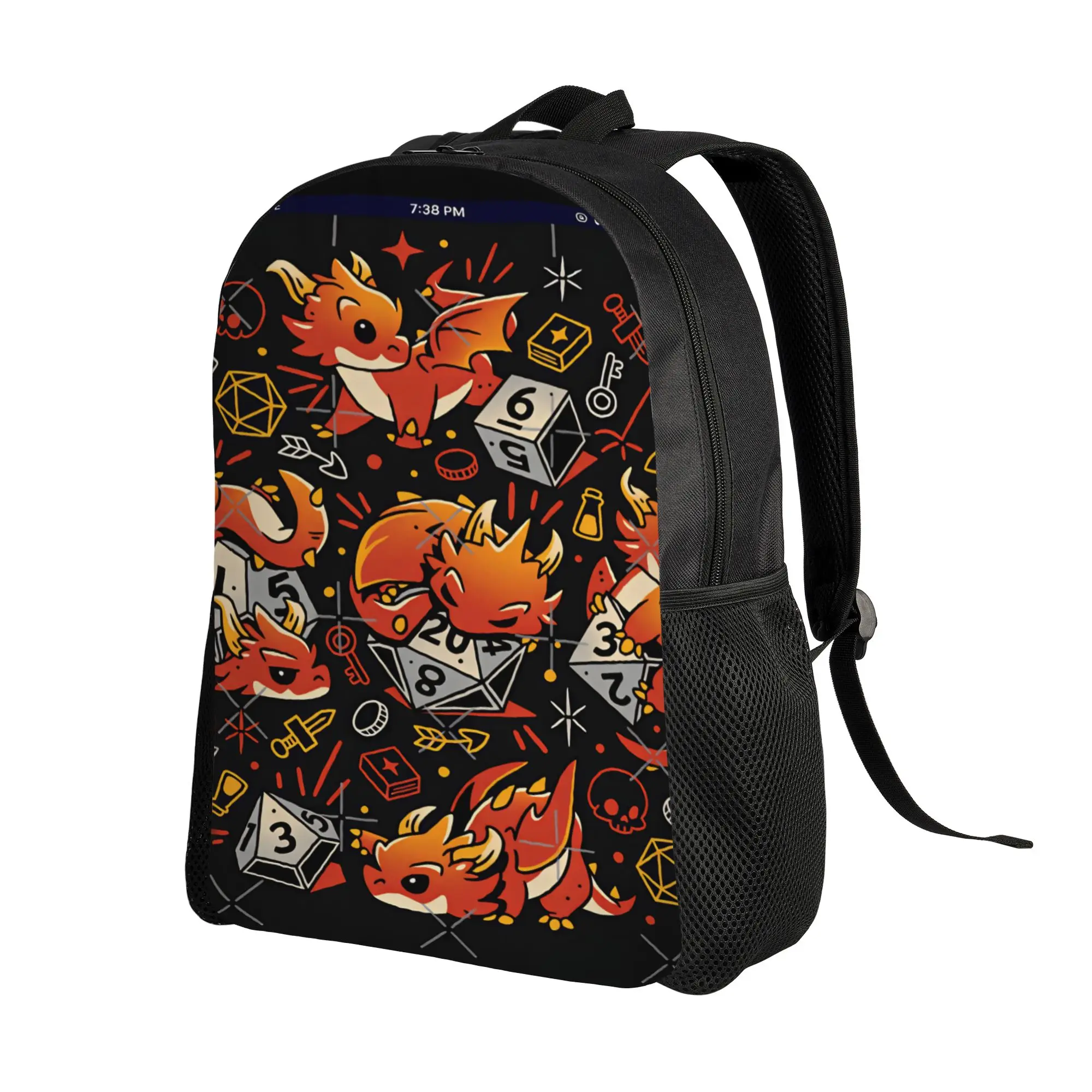 Dungeon Dragon DND Backpack  Student Polyester Travel Backpacks Pattern Kawaii High School Bags Rucksack