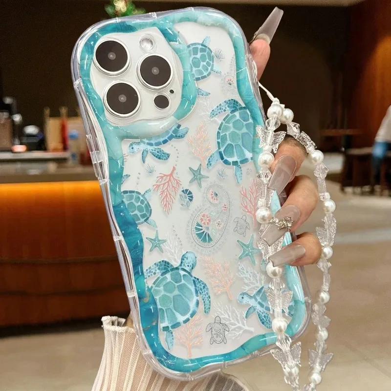 Küstenschildkröten-Handyhülle für iPhone 17 15 13 11 12 14 16 17 Pro Max Plus 17 Hüllen mit Lanyard, stoßfeste Silikonhülle – Detail 1