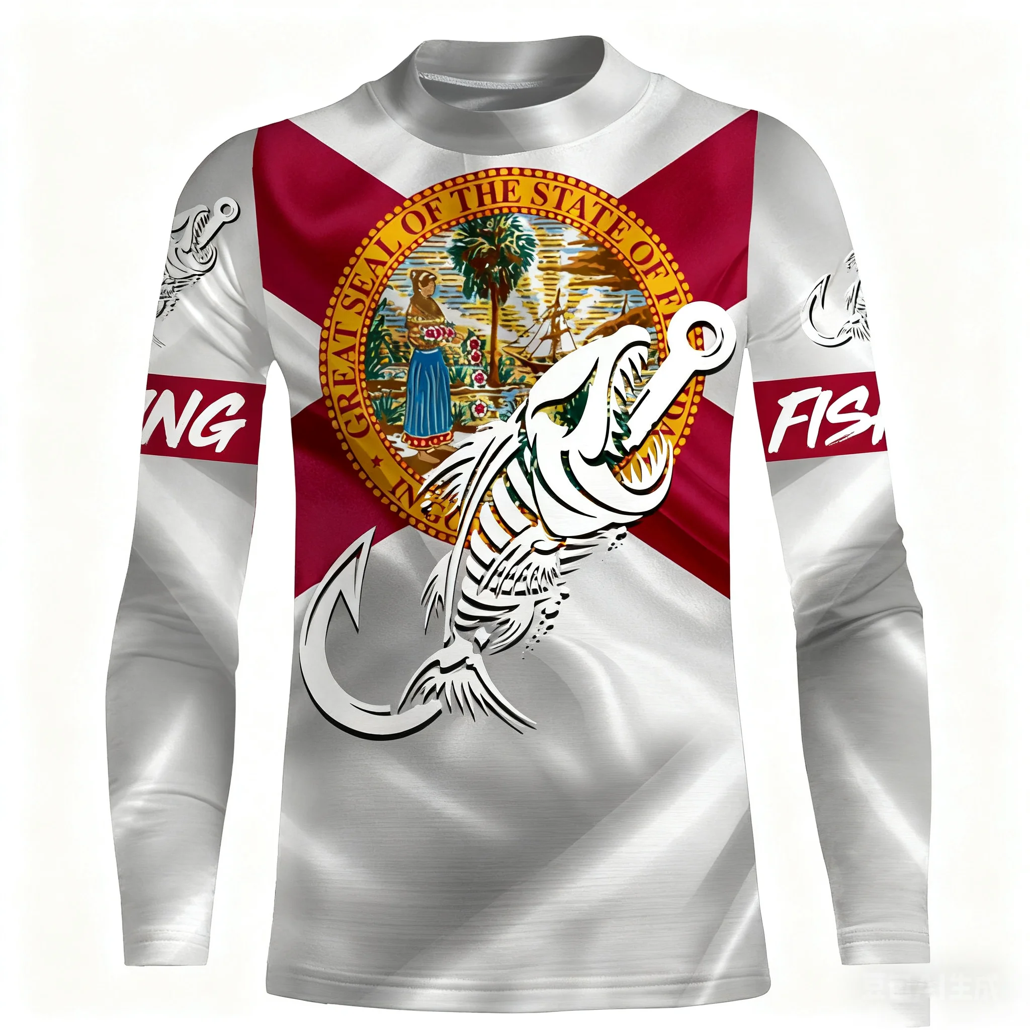 

Классическая рубашка для рыбалки с принтом рыбы, быстросохнущая солнцезащитная дышащая ткань, многофункциональные топы для рыбалки на открытом воздухе, спорта и отдыха