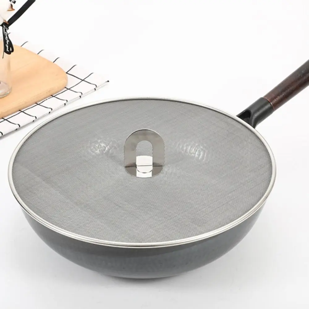 Splatter Screen Kitchen Oil Proof Lid Stainless Steel Oil Spill Proof Cover Frying Pan Cover Lid Drain Cover Strainer