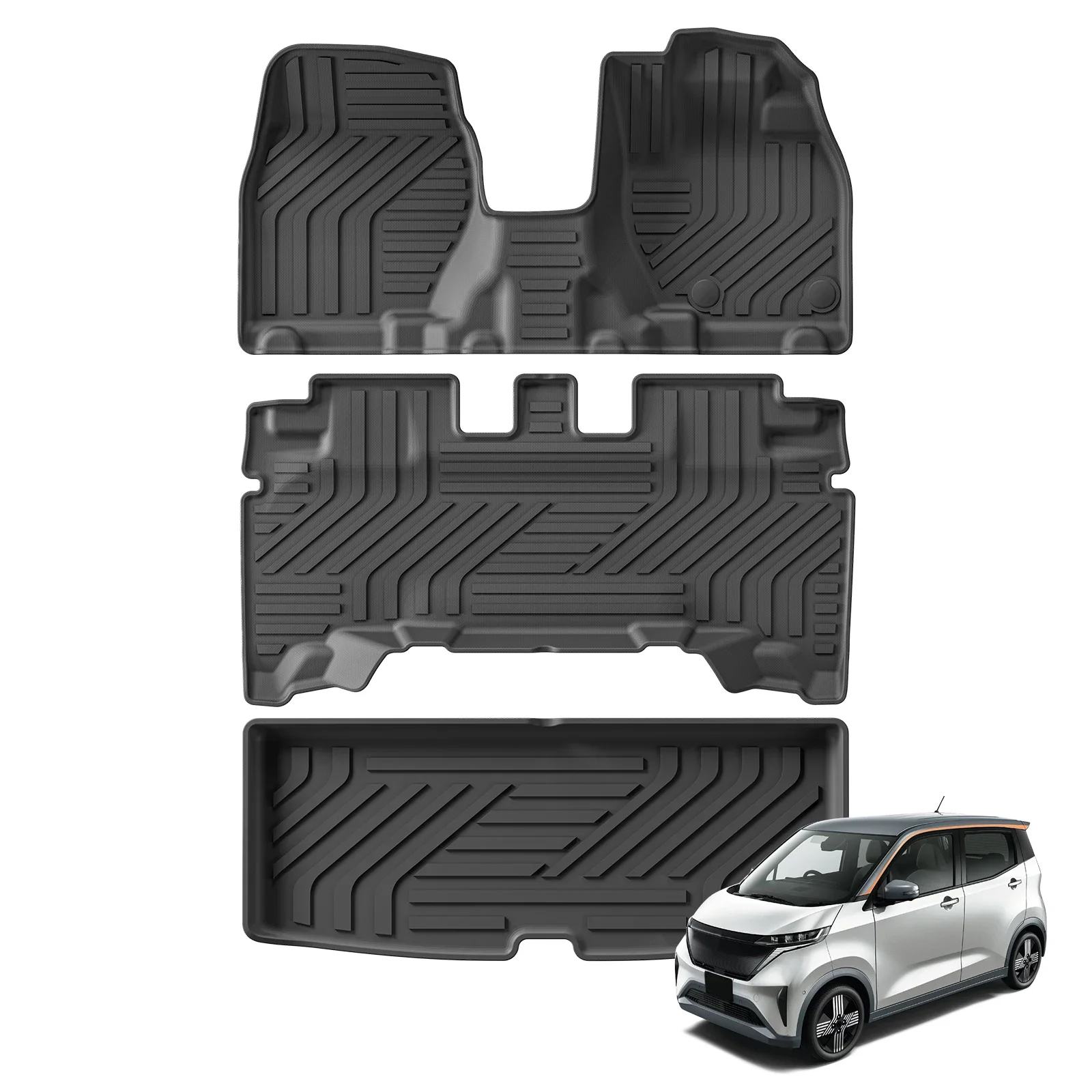

RHD for Nissan Sakura EV 2020 - 2024 Right Hand Drive Car Floor Mats Cargo Liner Trunk Pad TPE 3D Foot Mat Accessories BLACK
