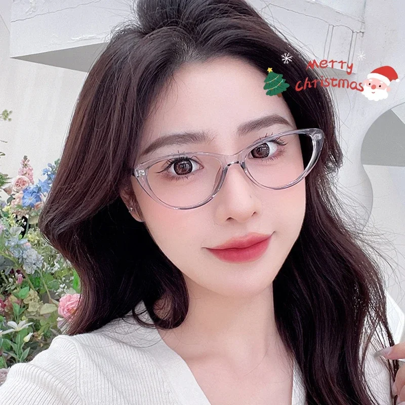

OLLYMURS Ultra-light Fashion TR90 Spring Leg Glasses Retro Blue Light Blocking Optical Prescription Cat Eye Eyeglass Frame Women