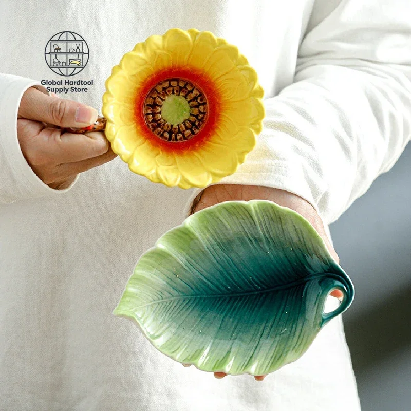 180ML Sun Flower Mug European Couple Afternoon Tea Coffee Cup Saucer Set Home Office Ceramic Tea Cup Drinking Set Wedding Gift