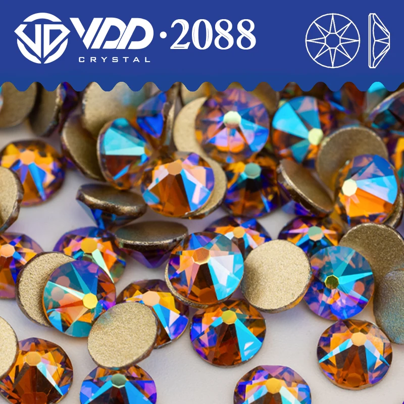 VDD 080 Lt.C.Topaz AB SS16-SS30 High Quality AAAAA 2088 Rhinestones Crystal Flatback Stones For DIY Crafts Nail Art Decoration