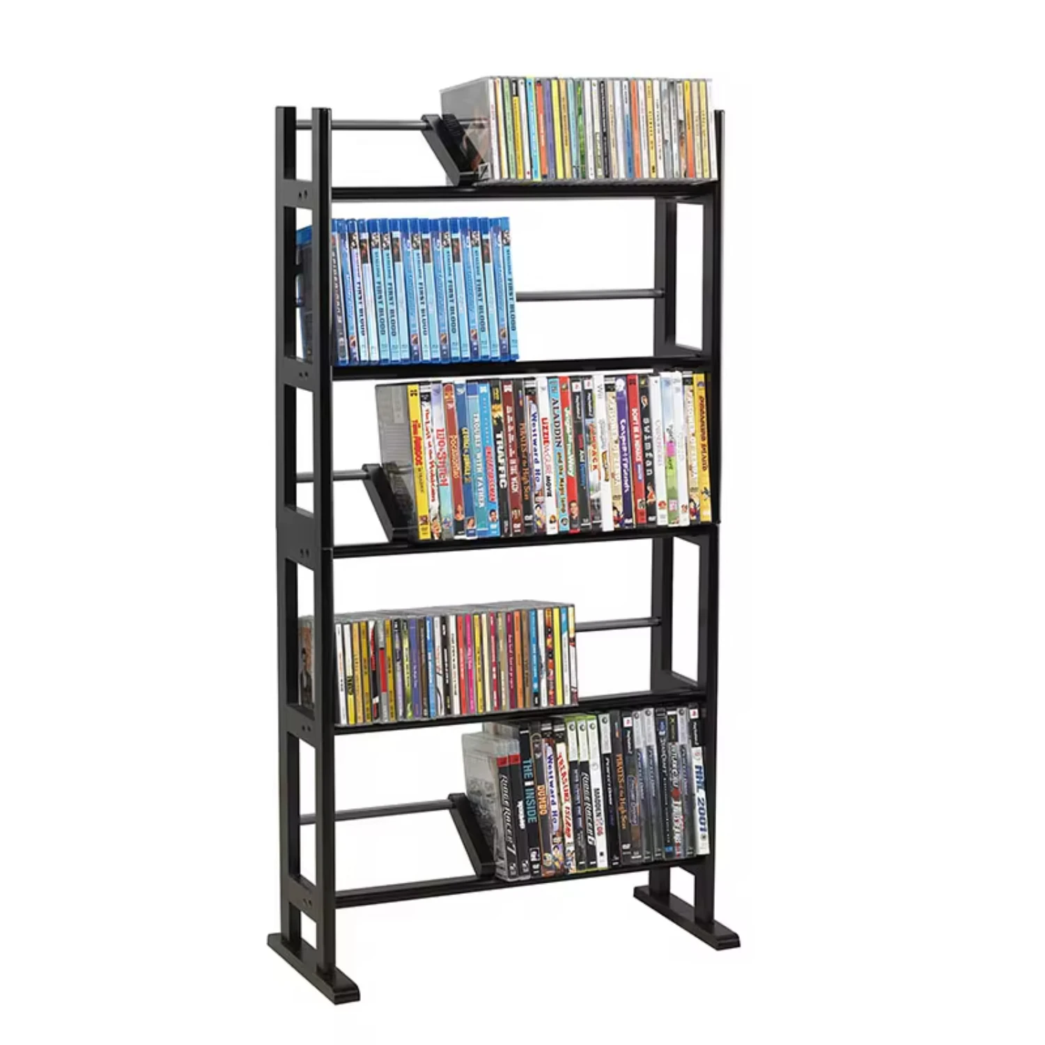 

Media Rack with Sliding Dividers in Espresso Brown