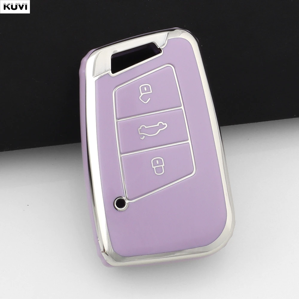 حافظة مفاتيح ذكية عن بعد للسيارة من مادة البولي يوريثان غطاء لسيارة VW Volkswagen Magotan Passat B8 Skoda Superb Kodiaq A7 ملحقات فوب