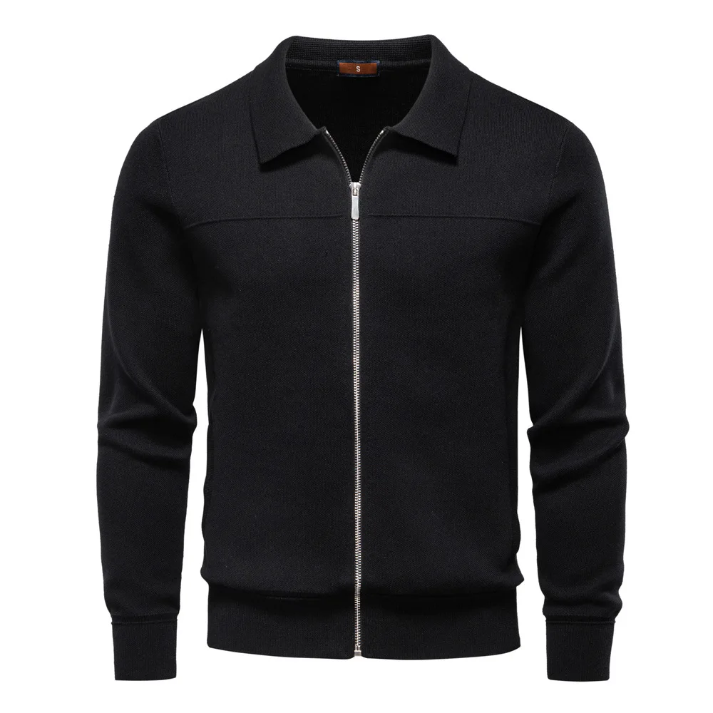Men's European Size Zipper Business Casual Jacket Sweater Cardigan for Autumn Winter 2025