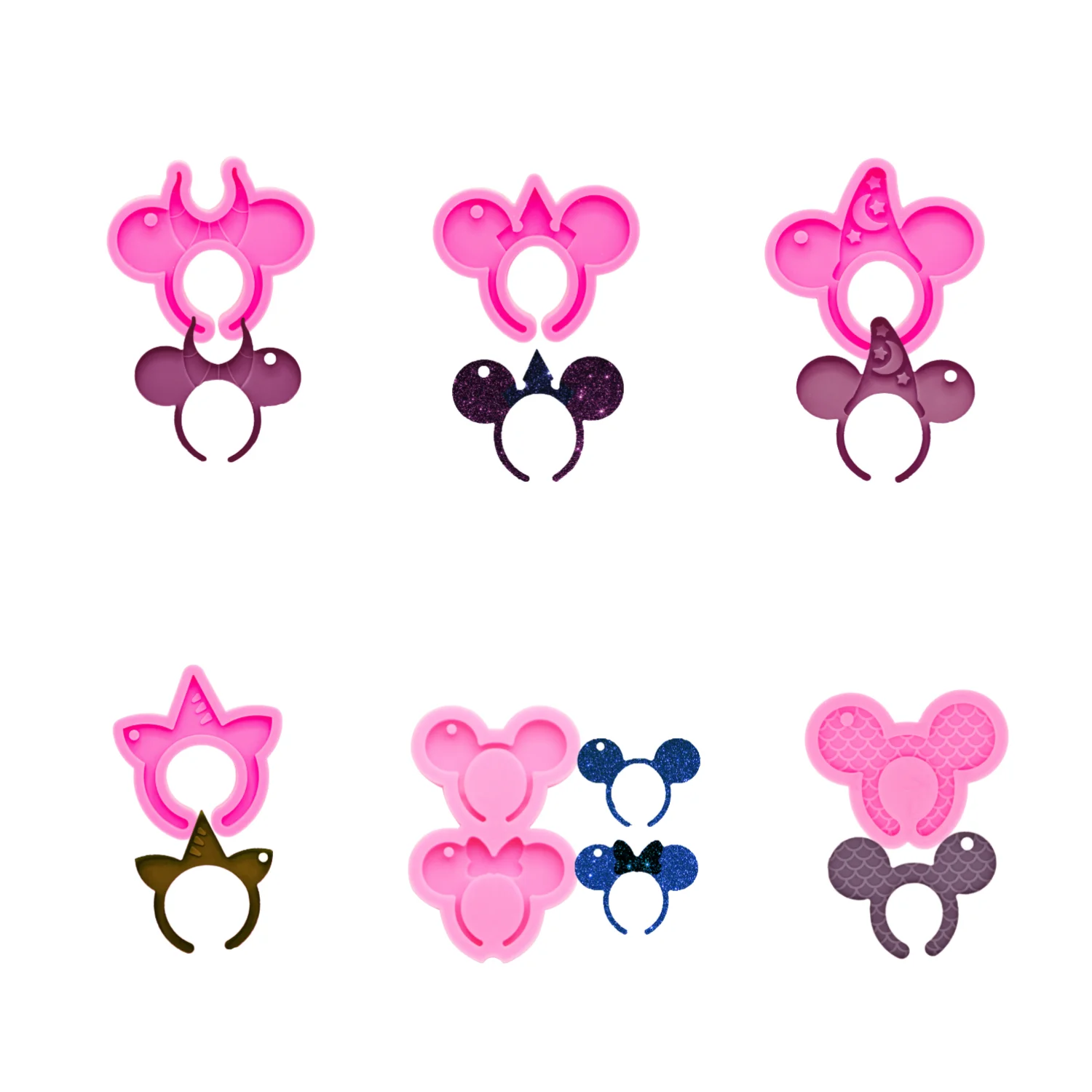 Mouse Ears Hair Clip Headband Silicone Mold for Sugar Craft Polymer Clay DIY Chocolate Gummy Cake Decorating Supplies