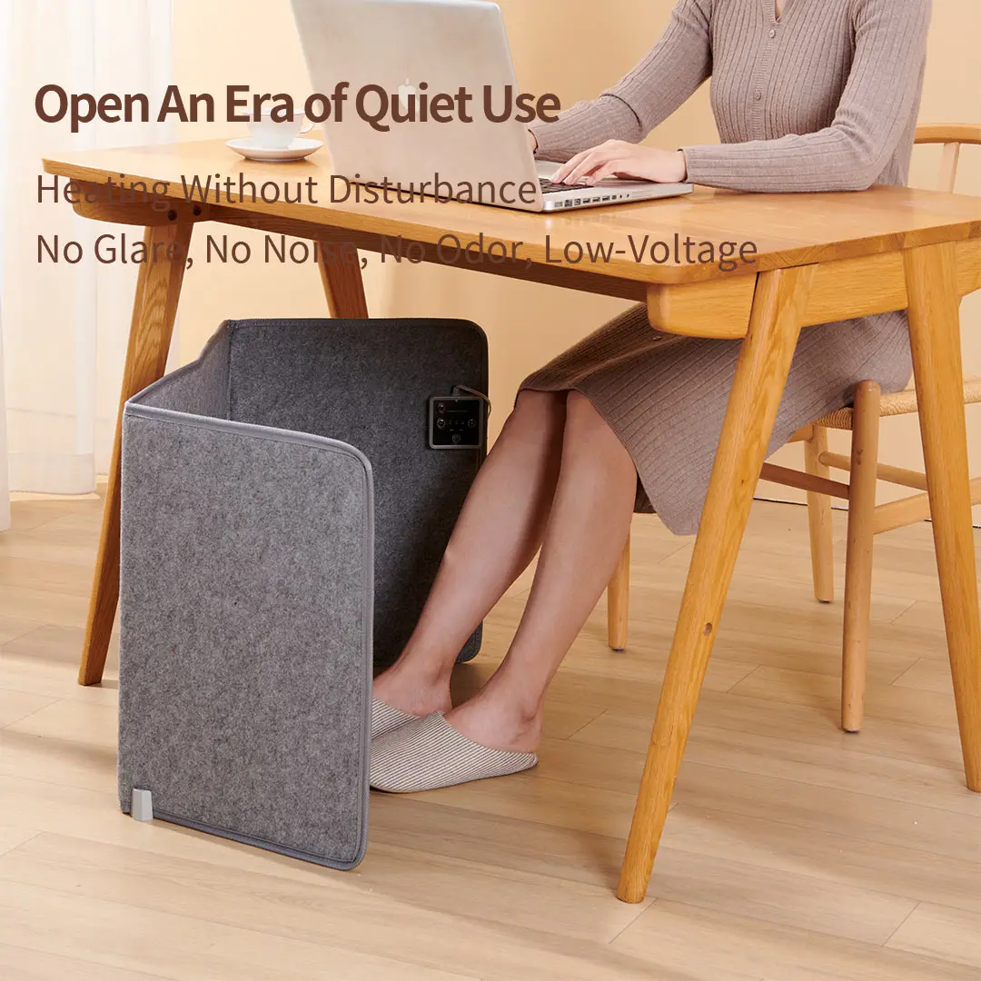 Foldable Under-Desk Foot Warmer 3-Level Temperature Control 2/4H Timer 45 ° Tilt Auto-Power-Off Silent Flameless Office Home Fireplace