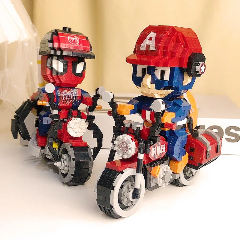 Super Heroes 3D Puzzle Micro Building Blocks Figure Superman Motorcycle Model Movie Mini Bricks Toys for Kids Birthday Gifts