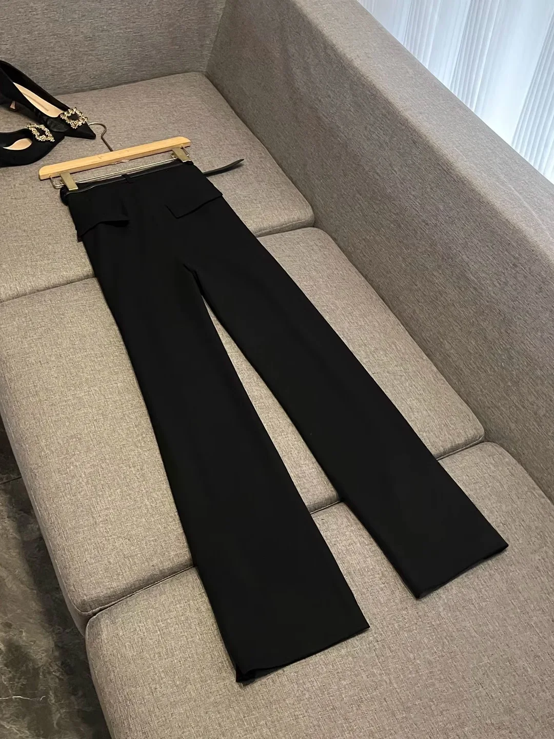 

High Waist Elastic Women's Pants Autumn Casual Knife Loose Fit Straight Leg Cotton Trousers Slimming Neutral Sle