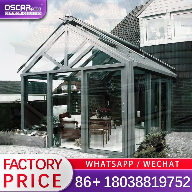 Outdoor Patio Winter Garden Free Standing Sunroom Glass House Solarium for Home Backyard and Outdoor Events 1 year Warranty sunr