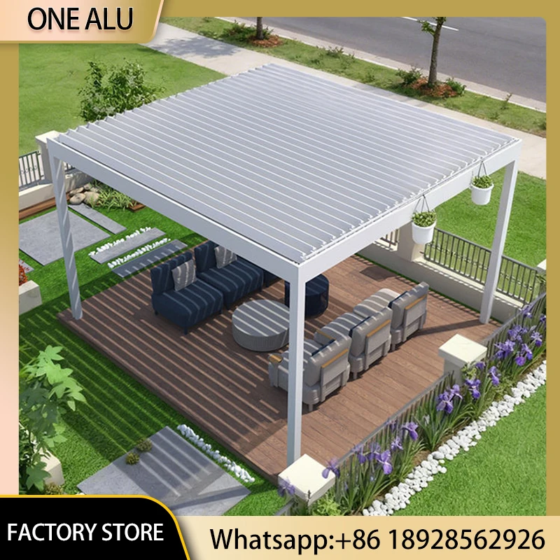 Smart Sliding Aluminum Pergola with Adjustable Shade Panels Modern Gazebo for Outdoor Living
