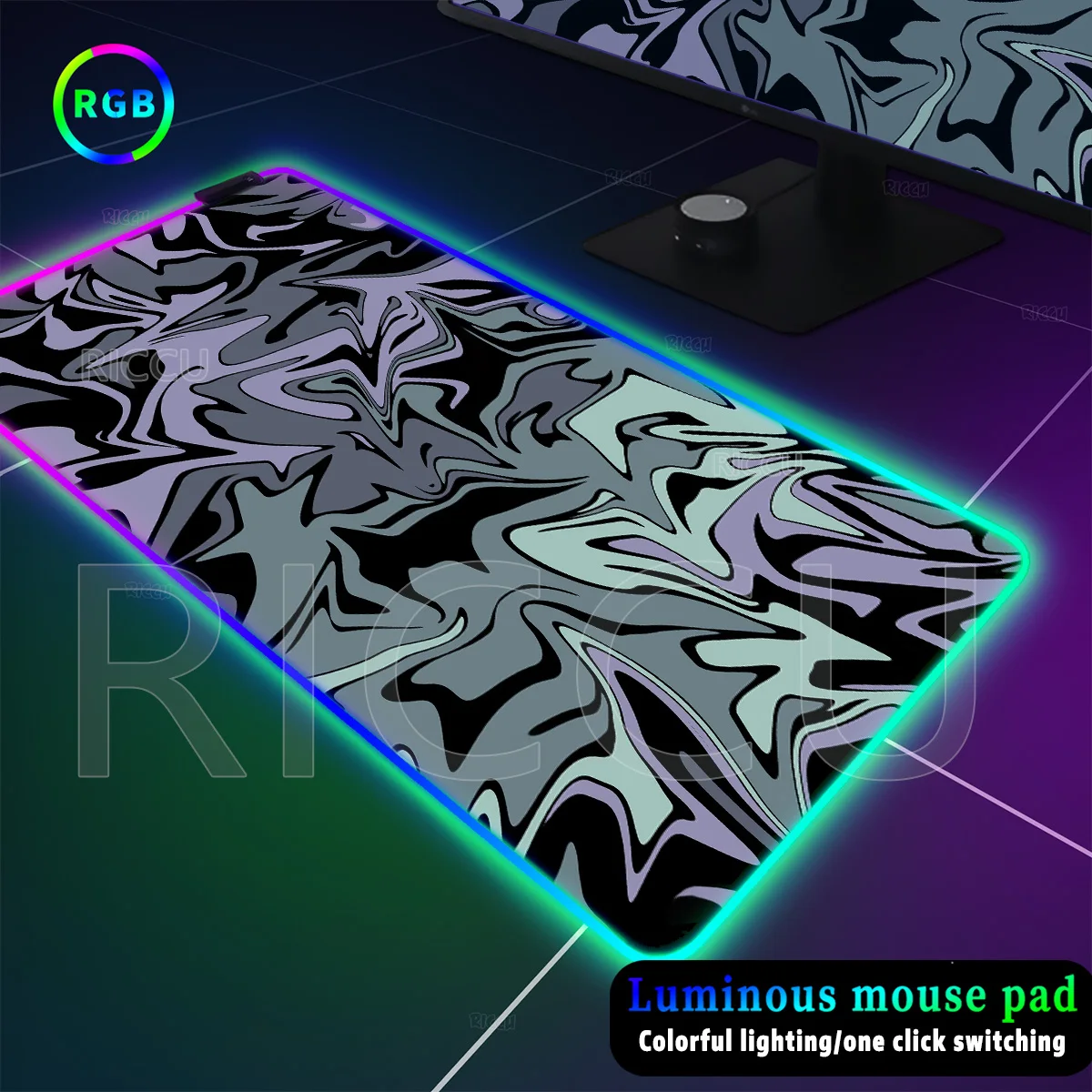 

Liquid Fluid Game RGB Mouse Pad XXL Rubber Nonslip PC Gaming Camouflage Tabletop Expansion Pad Emit Light Mats Gamer Accessories