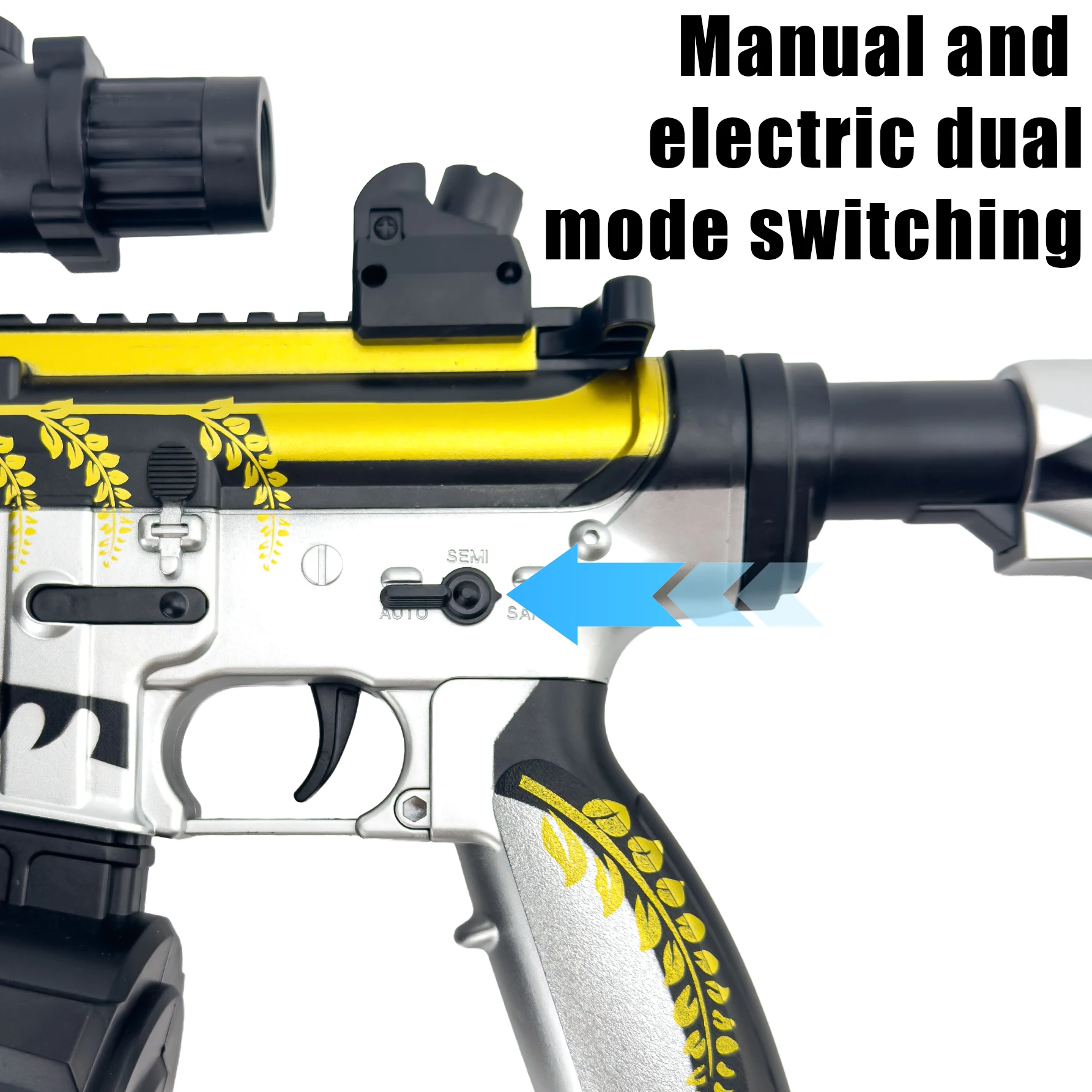 M416 electric gel gun, gel ball gun, manual and electric mode water bullet toy gun, outdoor interactive game (no bullets)