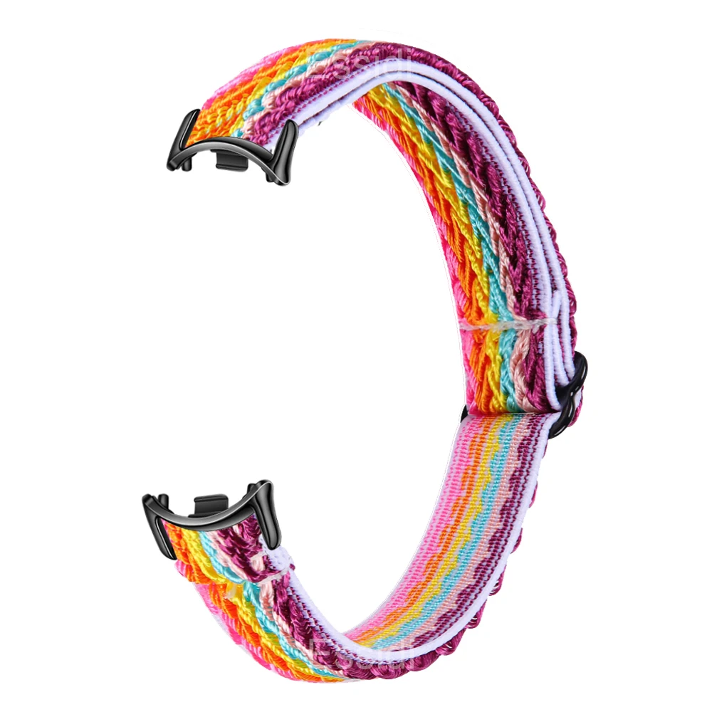 Xiaomi Mi Band 8用の男性と女性用の弾性ブレスレット,Xiaomi Mi Band 8用の編組スポーツブレスレット,シリコンブレスレット