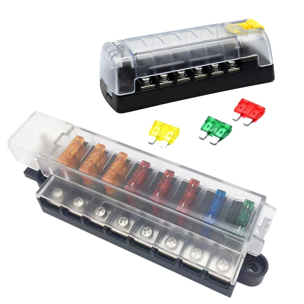 

6/8 Way Car Truck Circuit Fuse Box Car Fuse Accessory Fuse Box With 12-32V Electrical Systems Black