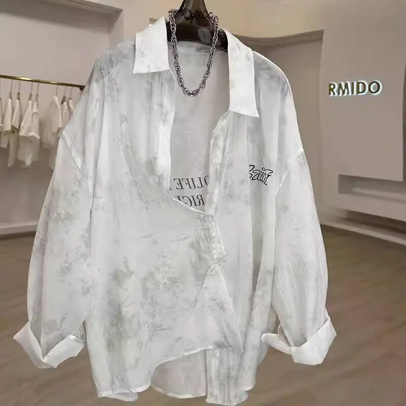 

Unsiex Casual Shirts 2026 New Spring Summer Plus Size Men Ink Painting Long Sleeve Sun Protection Shirt Design Couple Shirts