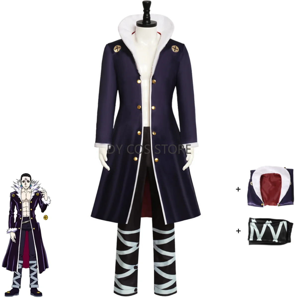

Anime HUNTER×HUNTER Chrollo Lucilfer Cosplay Costume Phantom Troupe Long Cloak Coat Uniform Man Woman Halloween Christmas Suit