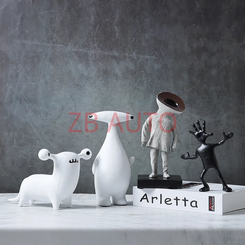Cute cartoon abstract resin ornaments home model room sales office children's room entrance bookcase wine cabinet decorations