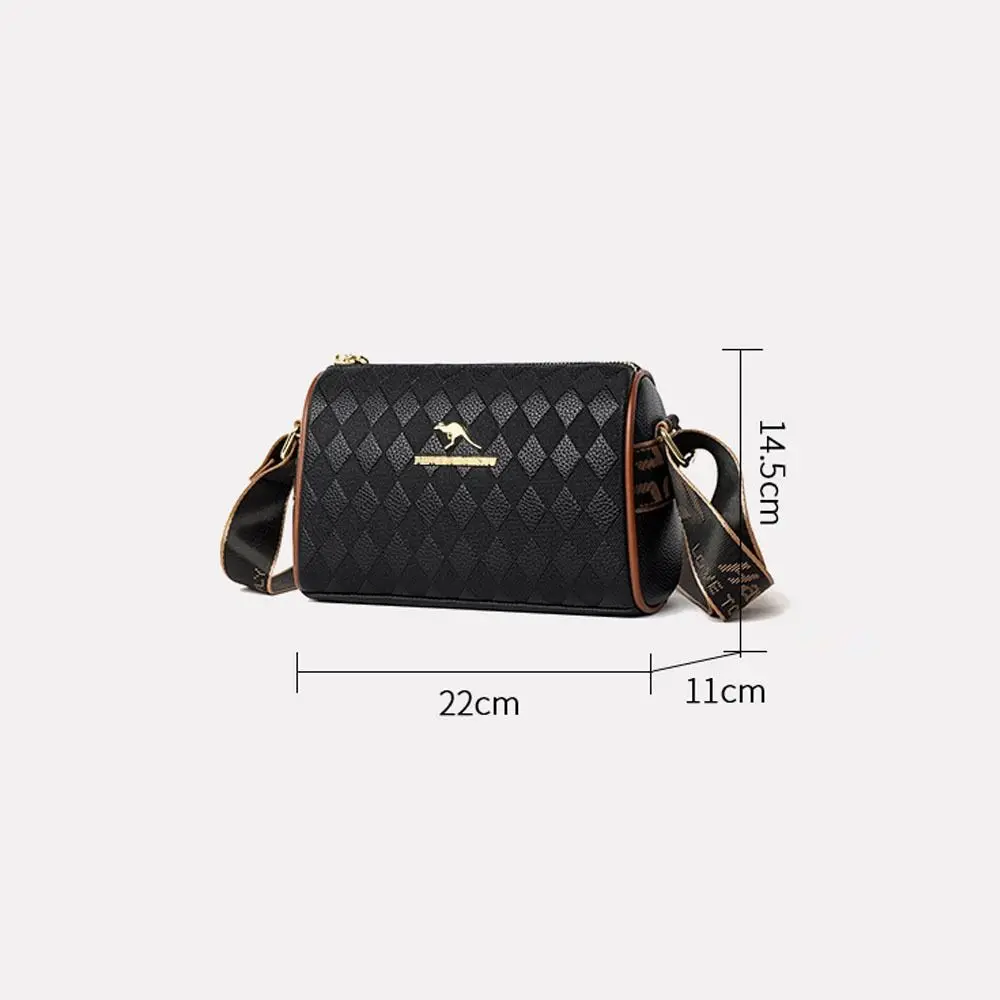 Large-capacity Ladies Plaid Shoulder Bag Fashion Cylindrical Bags Crossbody Bag Hand Bags Versatile Commuting Bag