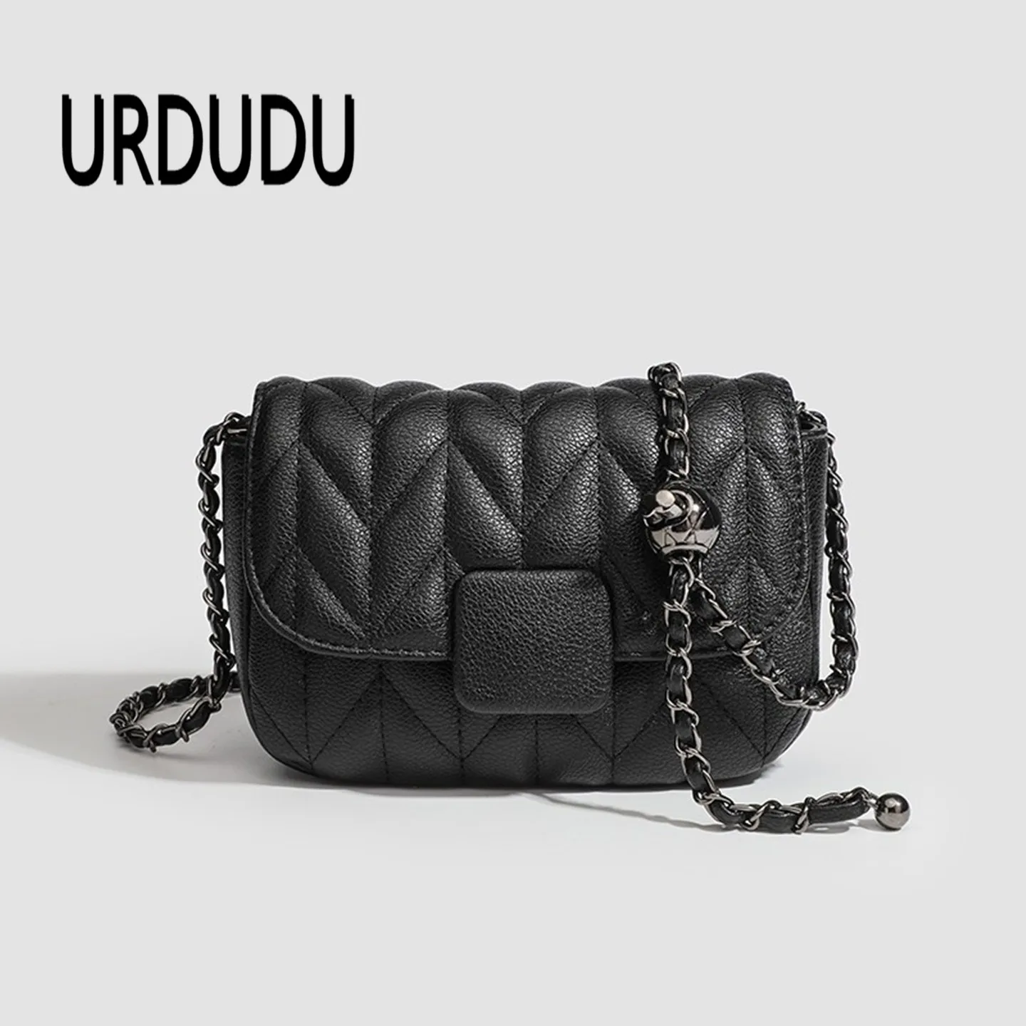 URDUDU Fashionable  Chain Crossbody Bag Women's Bag Diamond Grid Design Soft Leather Shoulder Bag for Young Women