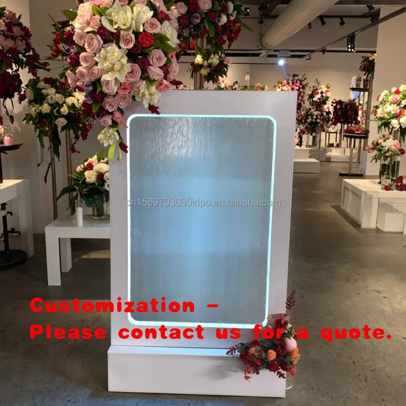custom.Modern Style Wedding Waterfall Backdrop with White Background Hot Sale Tempered Glass Metal Stand Event Decoration