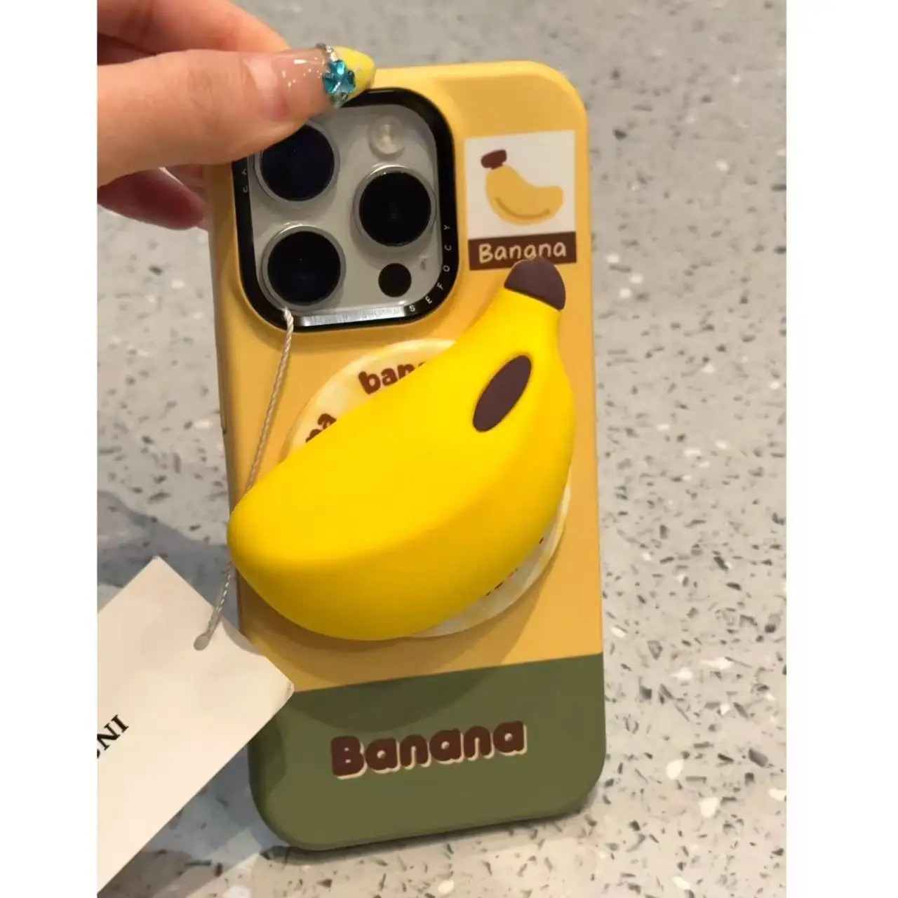 Soporte Tok con agarre magnético fuerte para teléfono, dibujos animados de plátano personalizado en 3D de Corea, para IPhone, Samsung, Google, soporte Universal Tok