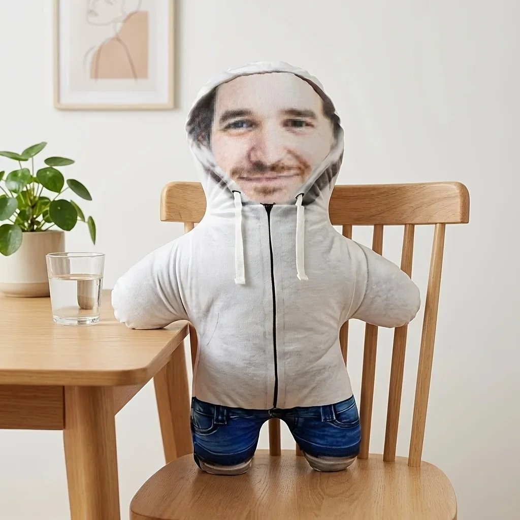 Custom Face Plush Doll,Double‑Sided Print Personalized Photo Human Stuffed Pillow,Customized Unique Gift for Men Women