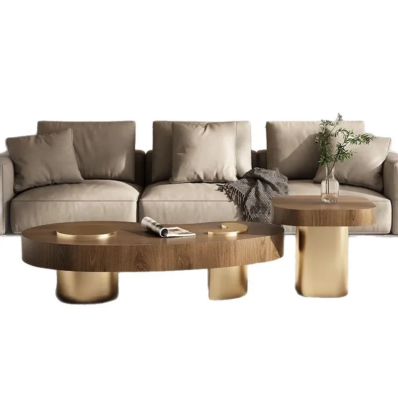 

New antique solid wood living room special-shaped household coffee table combination small apartment modern light luxury creativ