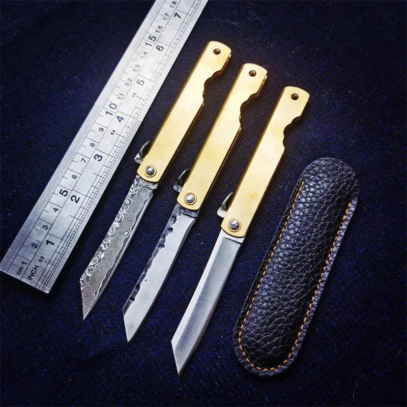 Higonokami Damascus Steel Japaness Style Mini Folding Pocket Knife High Hardness Outdoor Camping Portable Fruit Knife Collection