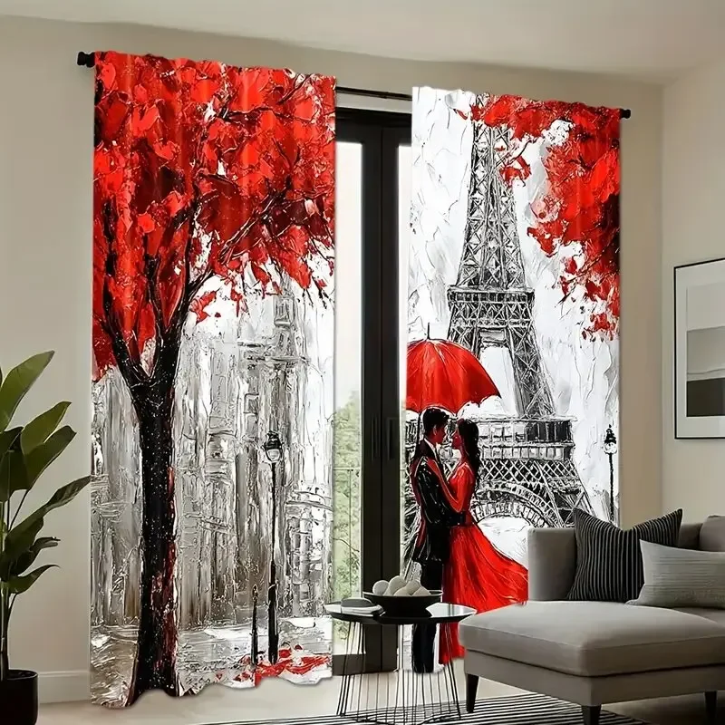 Tower European Urban Design printed curtains, bedroom, living room and kitchen decoration, home decoration, window decoration