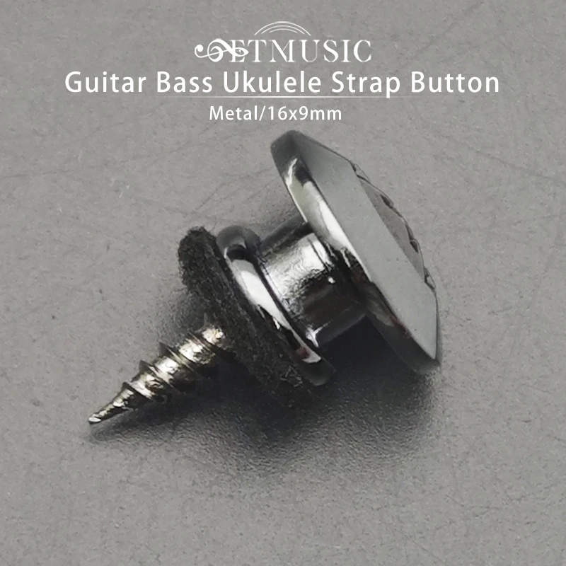 30Pcs Metal Guitar Strap Button 16x9mm Bass Ukulele Strap Locker with Screw Music Parts Chrome