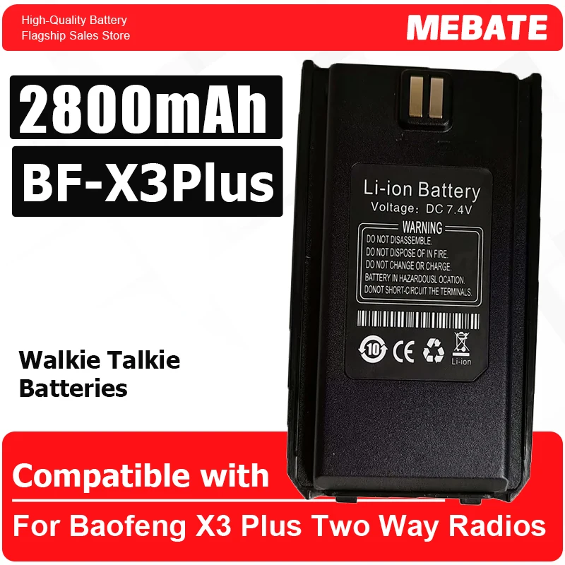 

Литий-ионный аккумулятор Walkie Talkie BF-X3Plus 8,4 В, реальная емкость 2800 мАч, дополнительный аккумулятор для раций BAOFENG X3 PLUS