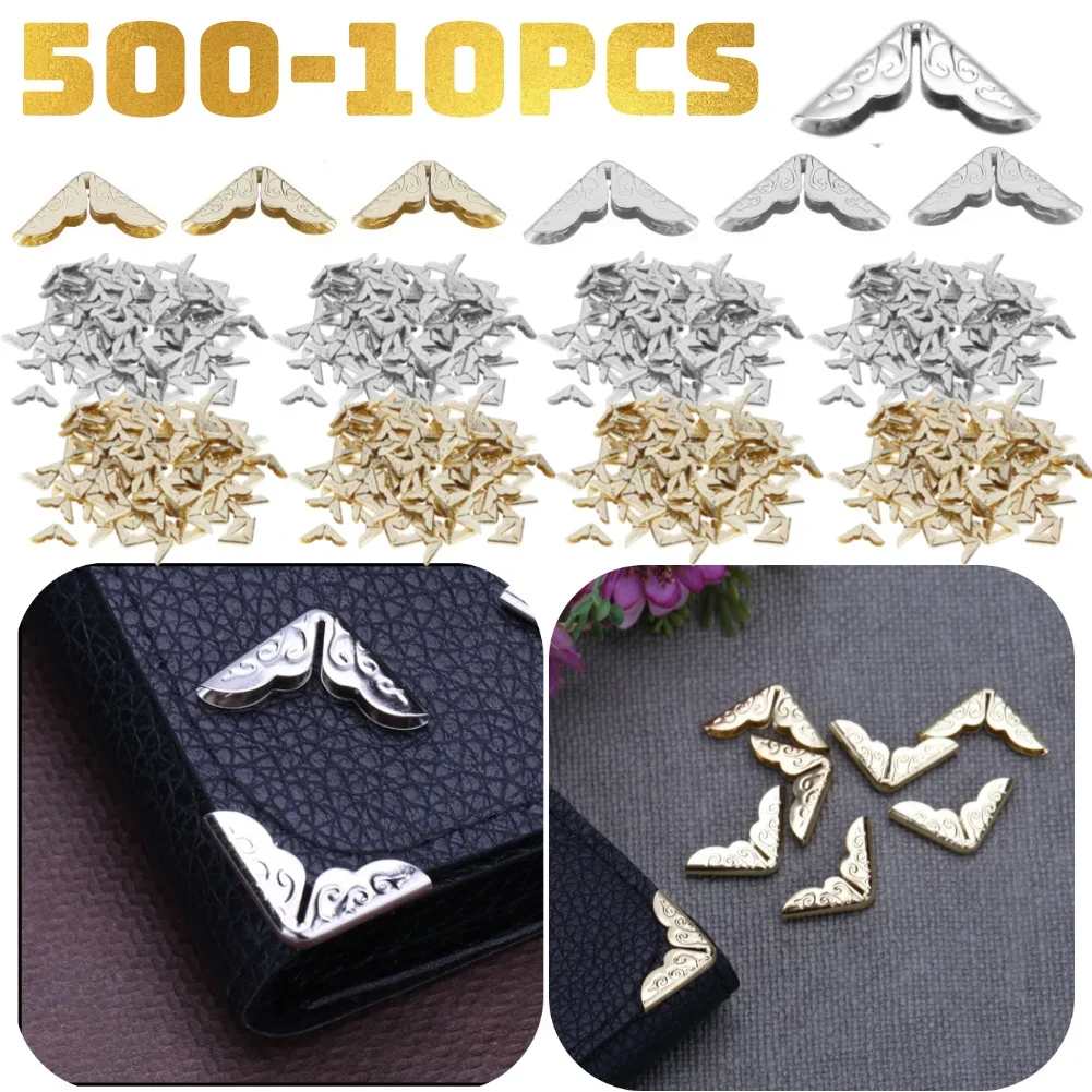 10-500pcs Tone Scrapbooking Albums Corner Protectors for Scrapbooks Menus Folders Card File Menu Metal Book Corner Protectors