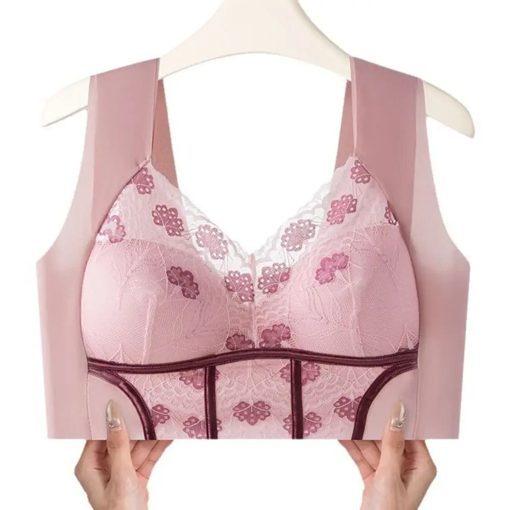 Fashion Close-fitting Wireless Deep V Bra Shockproof Big Cup Push Up Underwear Lingerie Anti-sagging Seamless Lace Bras Girls