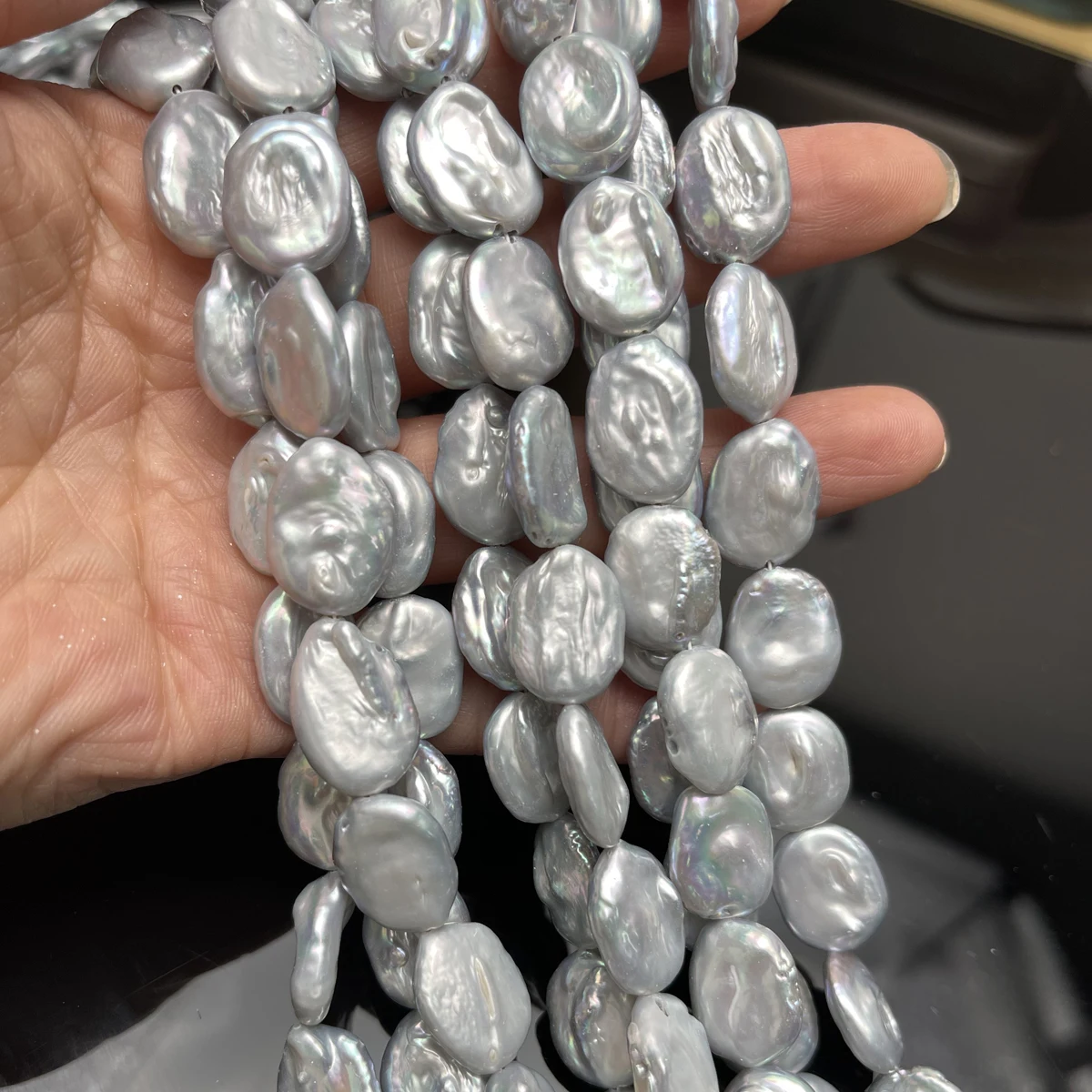 

7x15mm Natural Freshwater Pearl Gray Round Baroque Bead for Jewelry Make DIY Necklace Earring Bracelet Accessory Women Wholesale