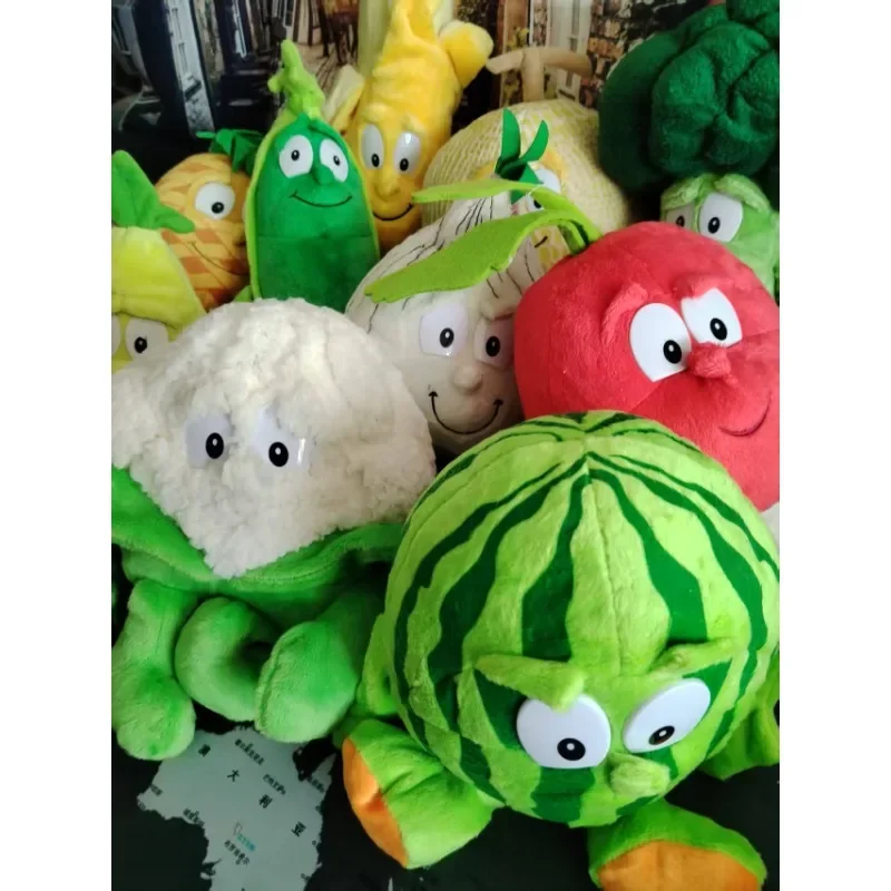Cartoon Plush Fruits & Vegetables Dolls 25-35cm Soft Stuffed Toys for Children Watermelon Banana Bean Car Home Ornaments